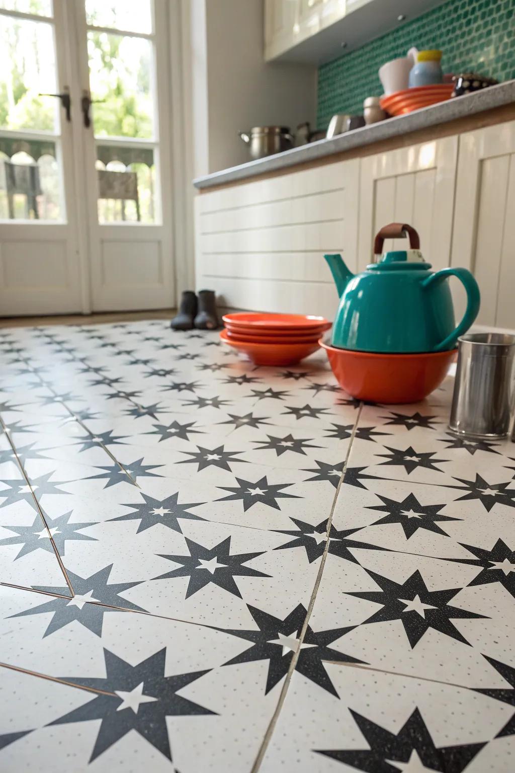 Infuse your kitchen with celestial charm using vintage star patterns.