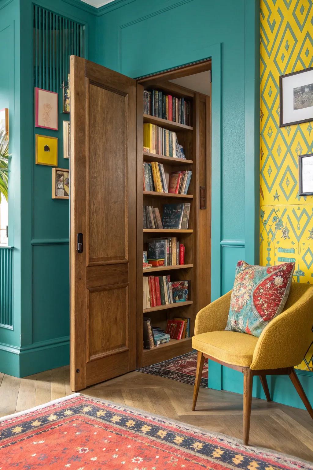 Add mystery to your home with bookshelves that hide secret doors. 🕵️‍♀️ #SecretSpaces #HomeMystery