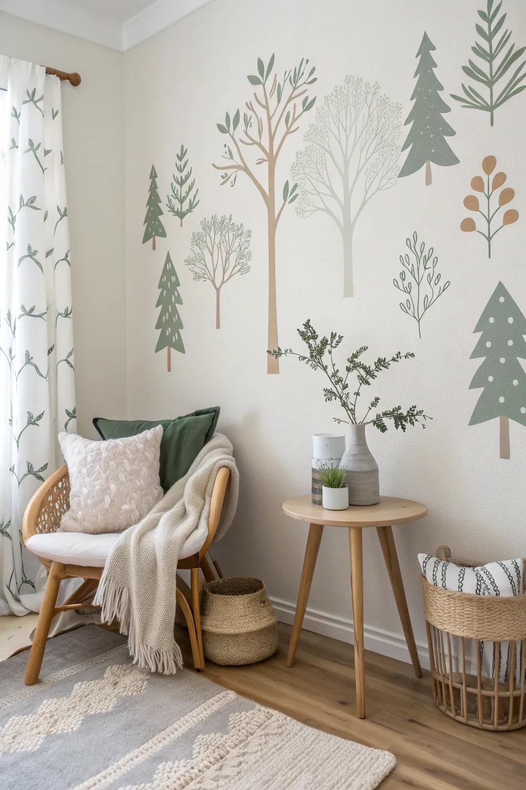 Bring the outdoors in with nature-themed wall stickers that enchant.