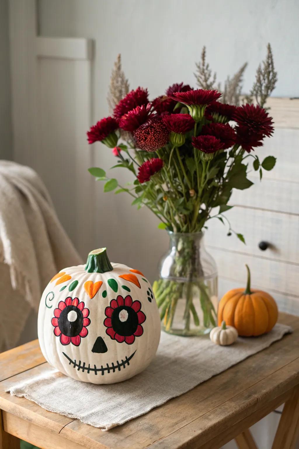 Celebrate artistic genius with a Frida Kahlo-inspired pumpkin that stands out.