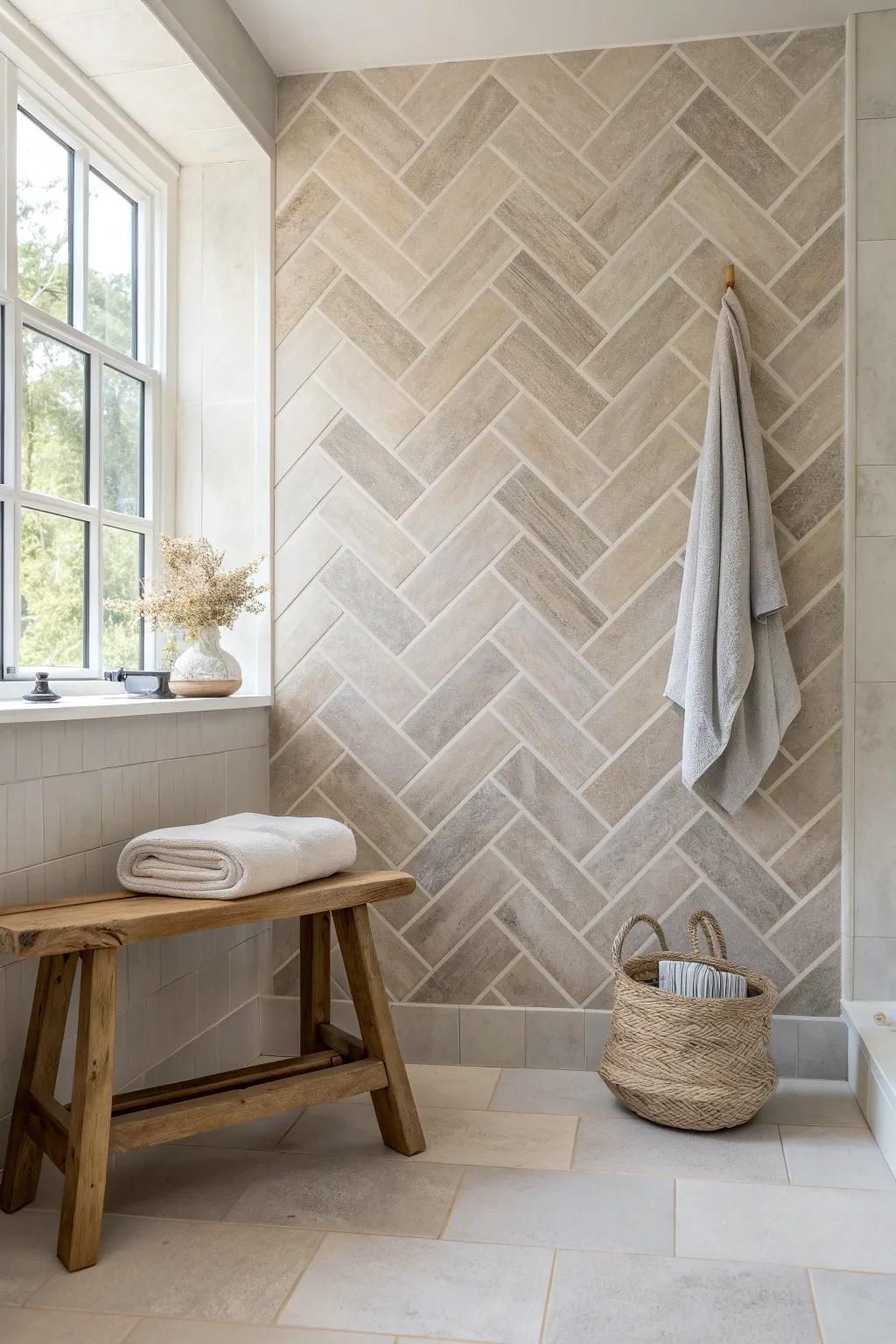 Introduce movement and texture with the subtle elegance of herringbone patterns.