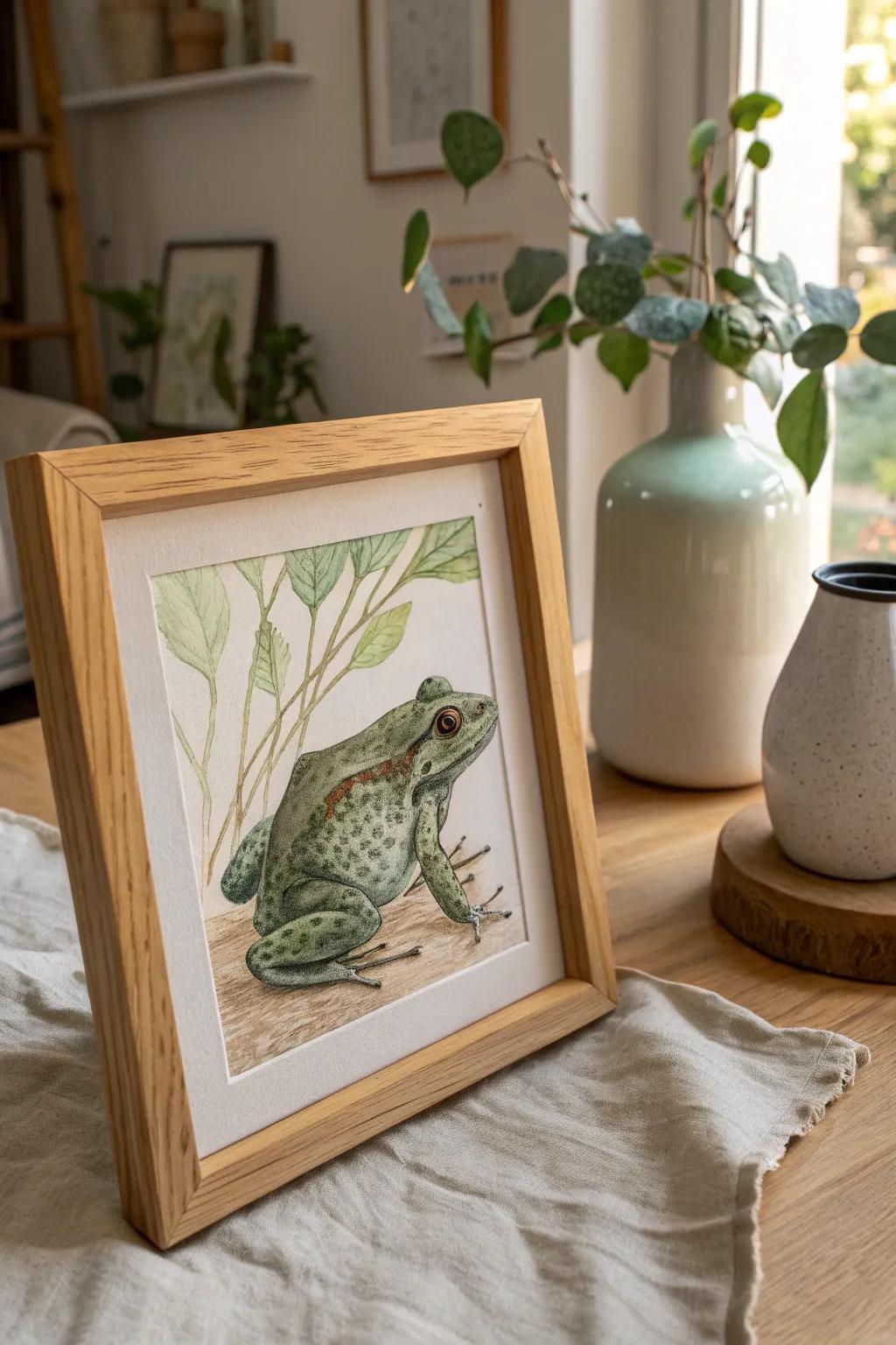 Layered textures and mixed media techniques bring a fresh and unique look to frog art.