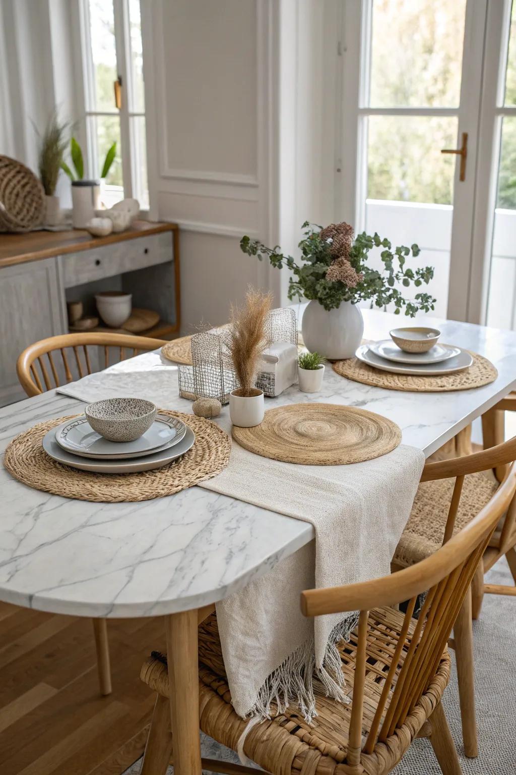 Add depth to your table decor with layers of different textures.