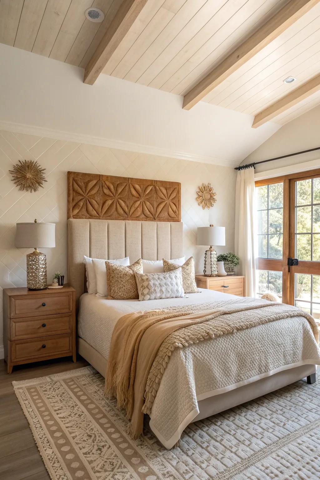 A striking focal point like a statement headboard adds drama and focus. 🛏️ #FocalPoint #BedroomDesign
