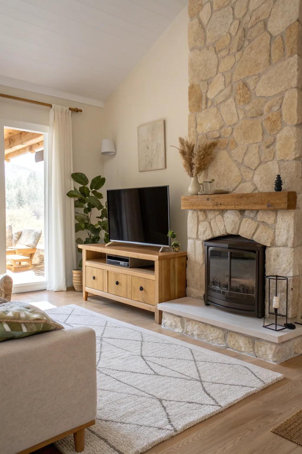 Eye-level TV placement ensures comfort and relaxation in your living space.