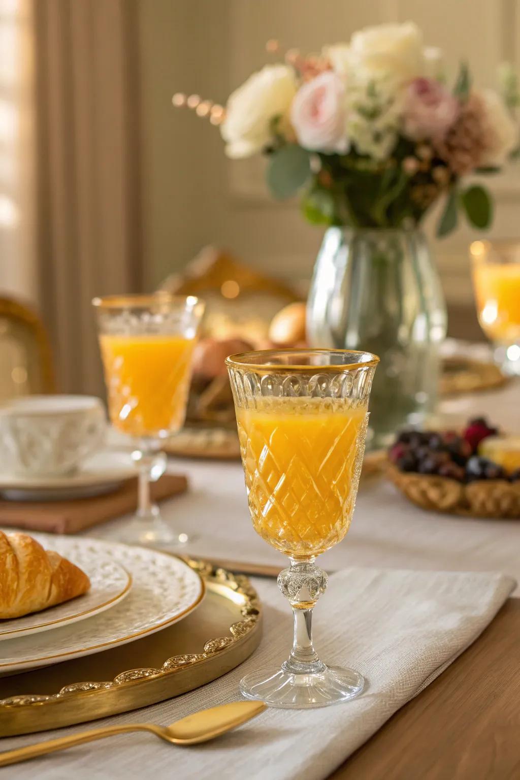 Sip in style with glassware that adds a touch of elegance to your breakfast. 🍹 #ElegantDining #Glassware