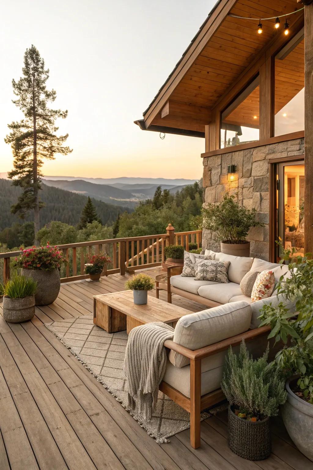 Extend your living area outdoors with a deck that invites relaxation in nature.