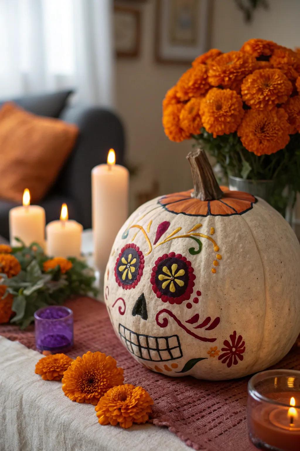 Feel the art with a textured pumpkin that adds depth and character to your decor.