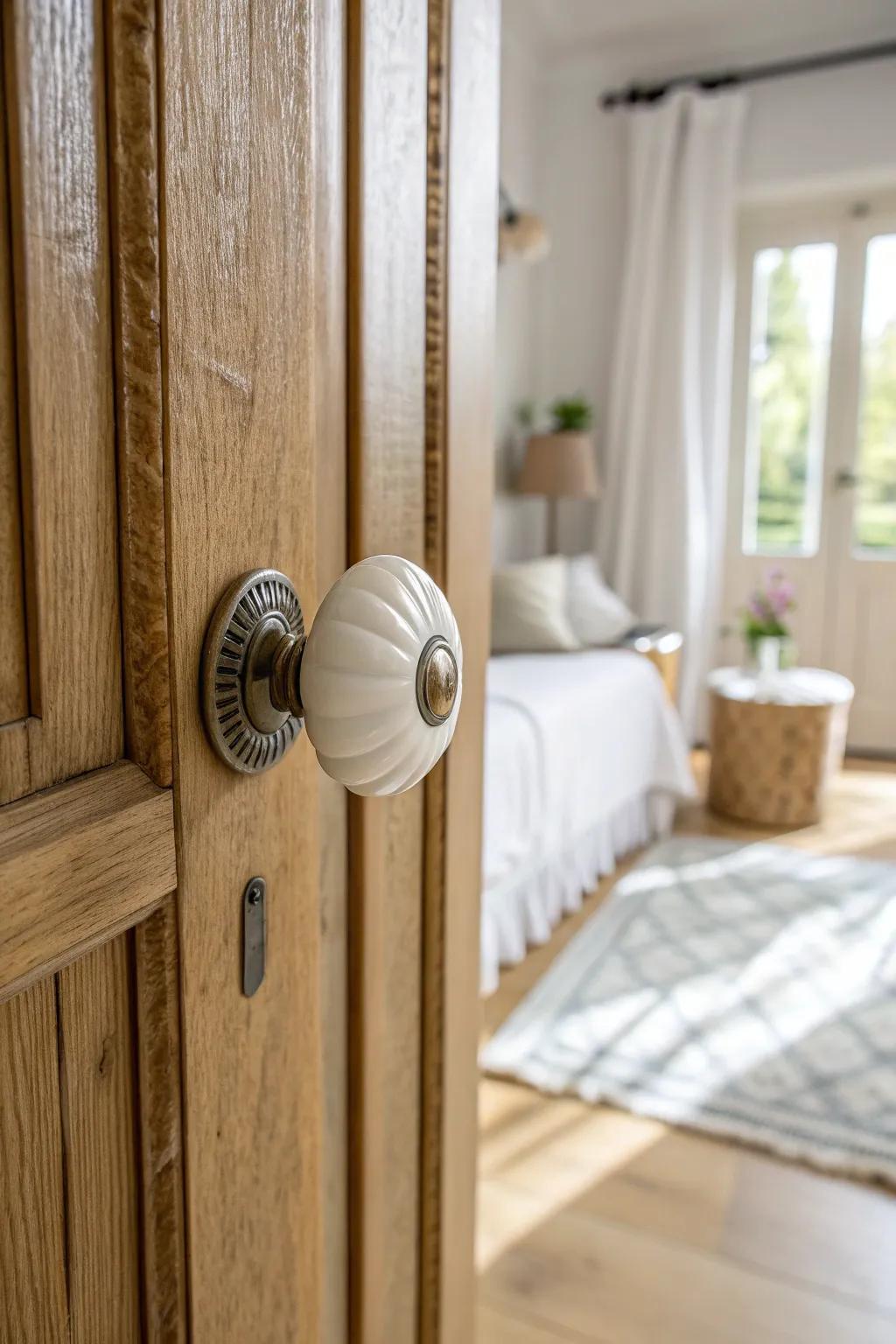 Porcelain knobs bring a classic and nostalgic charm.