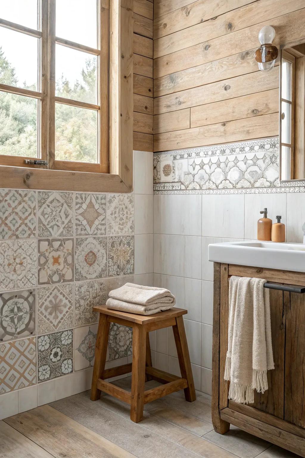 Create a unique look by mixing tile materials for a truly personalized space.