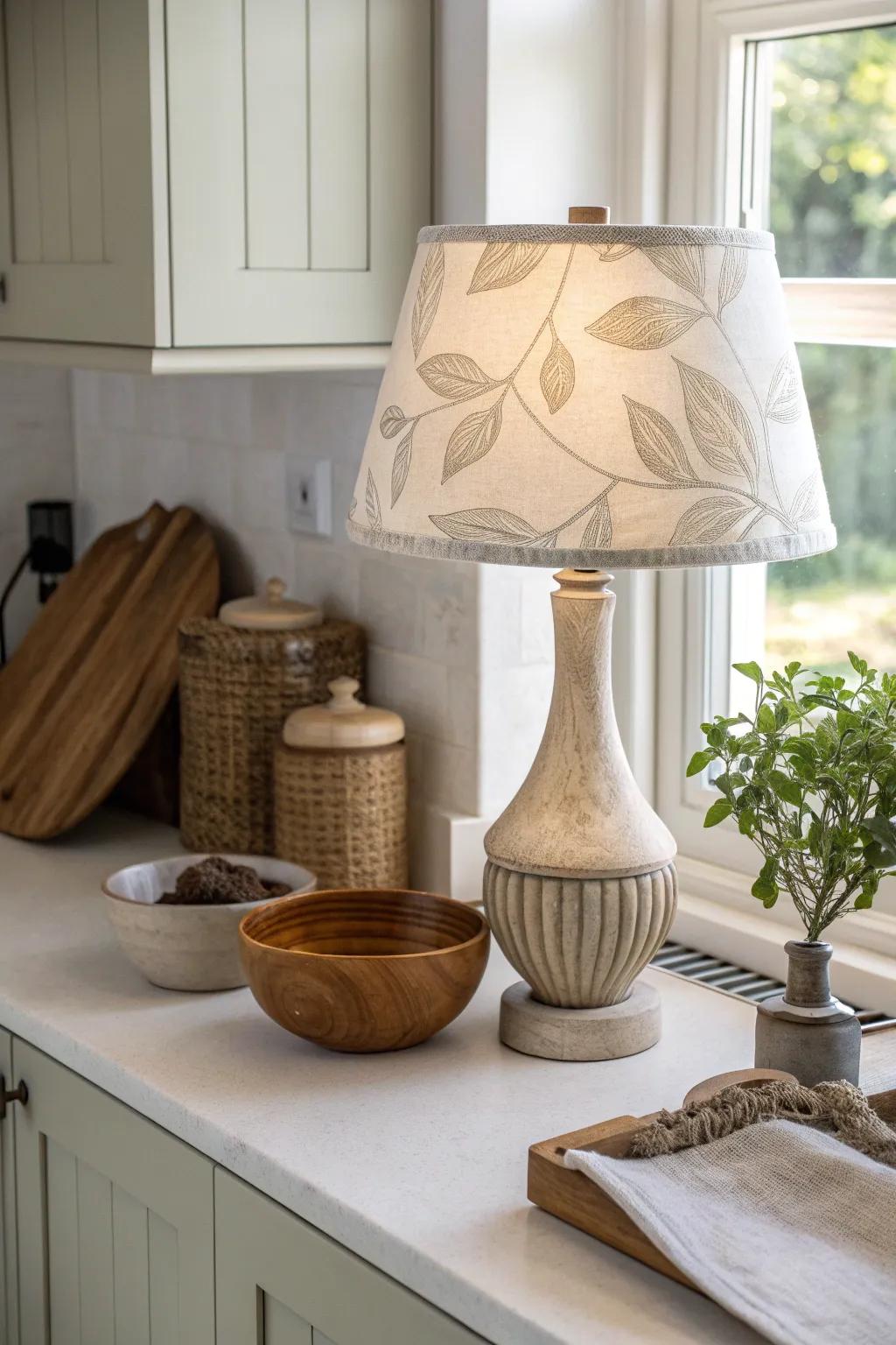 Add a dash of fun with a patterned lamp that brings life to your kitchen.