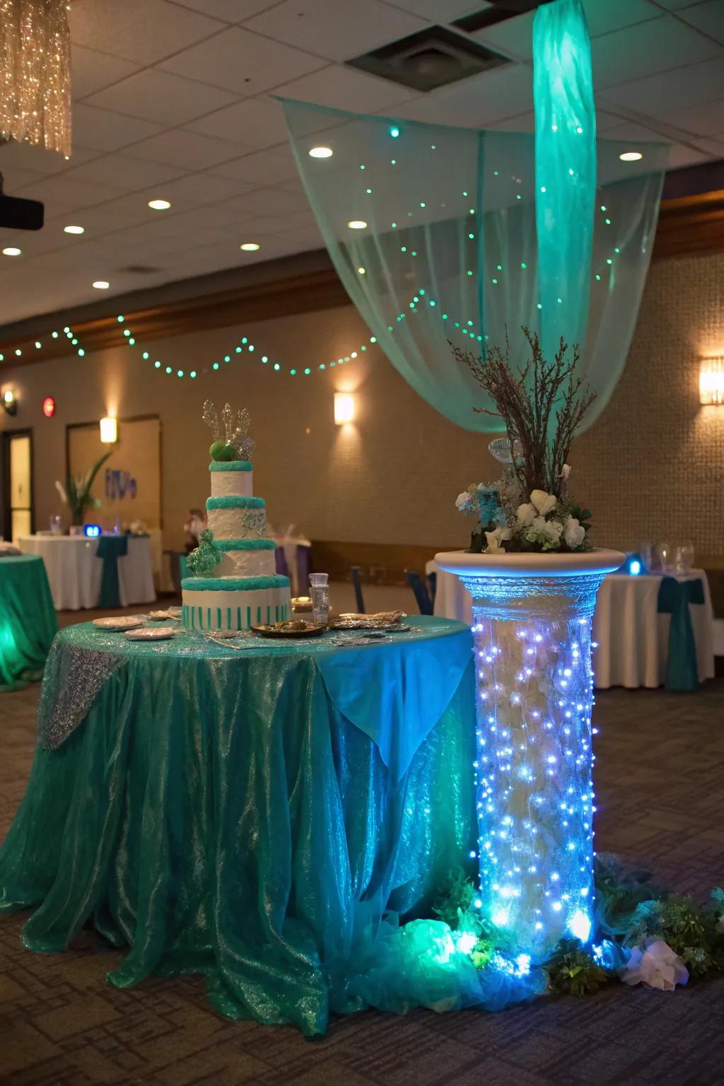 Set the mood with enchanting underwater lighting effects.