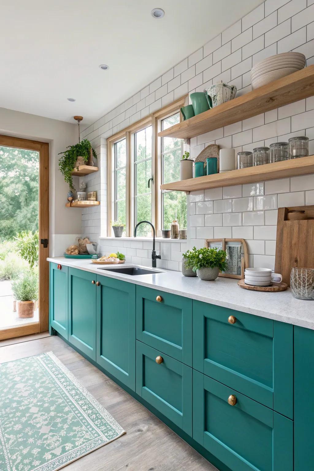 Vibrant cabinets can completely transform your kitchen. 💙 #KitchenInspiration #VibrantColors