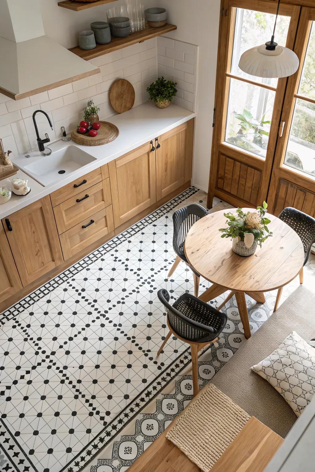Step back in time with penny tiles that deliver retro charm to your kitchen.