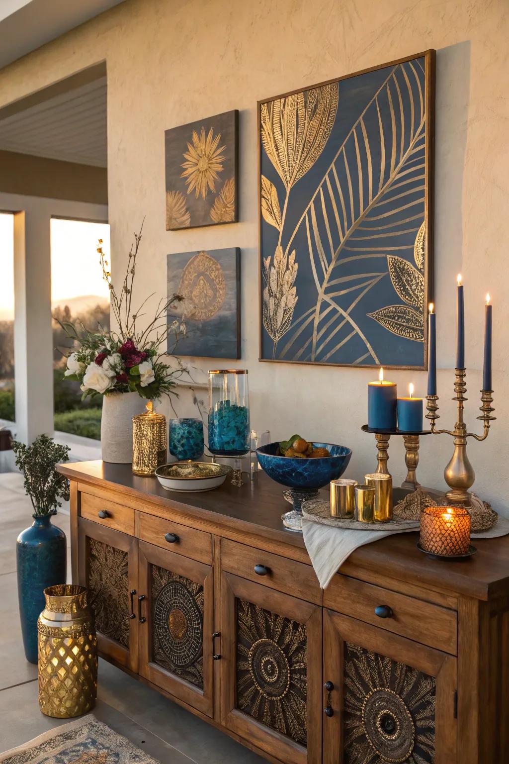 Bold wall art can instantly elevate your buffet table. 🎨🖼️ #ArtInspiration #HomeDecor