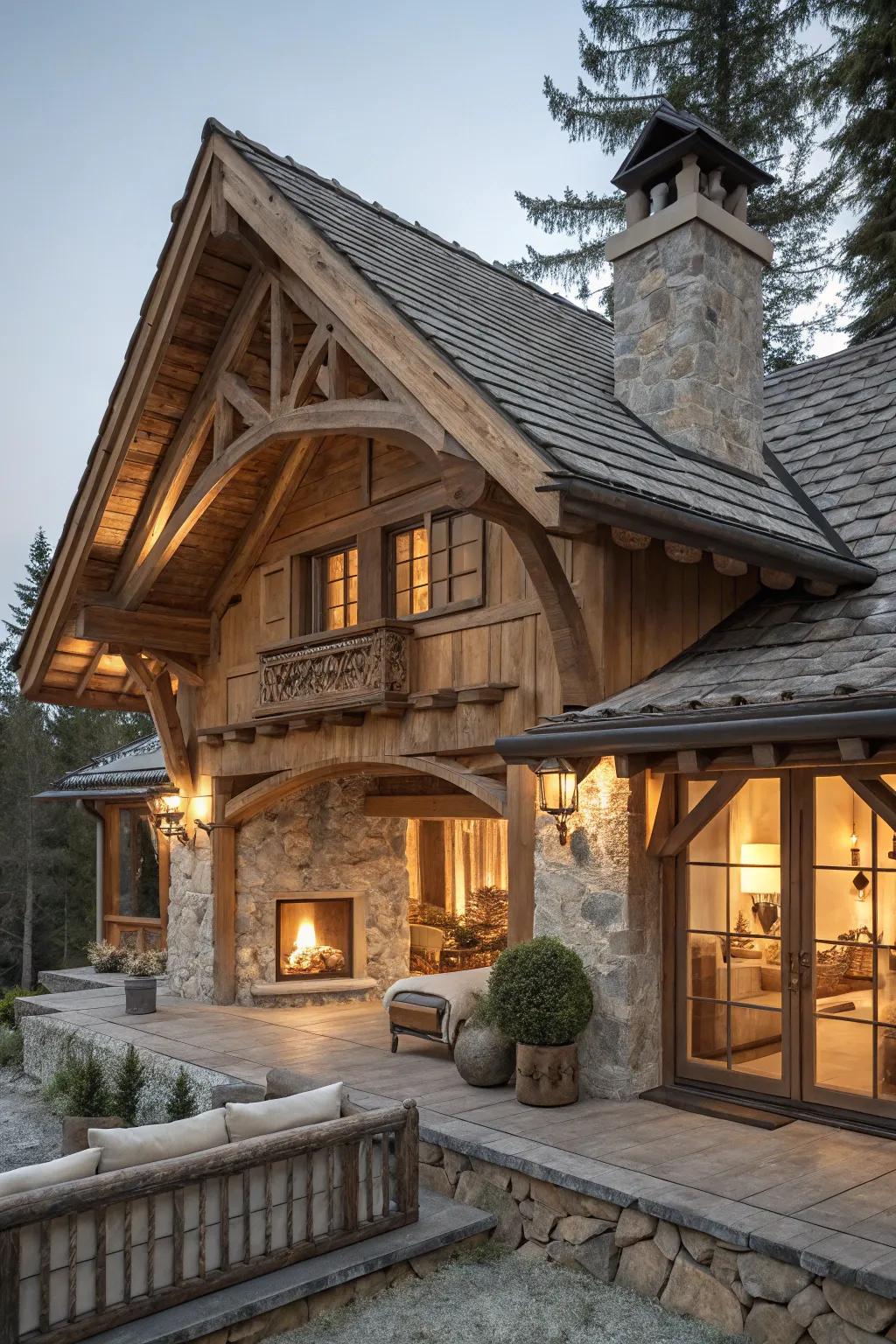 Bring the elegance of chalet-style architecture to your cabin for a touch of Alpine charm. #MountainRetreat