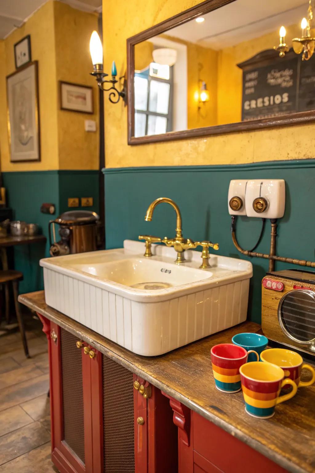 Relive the charm of yesteryears with a vintage-inspired coffee bar that's full of character. 📻 #VintageStyle #RetroVibes