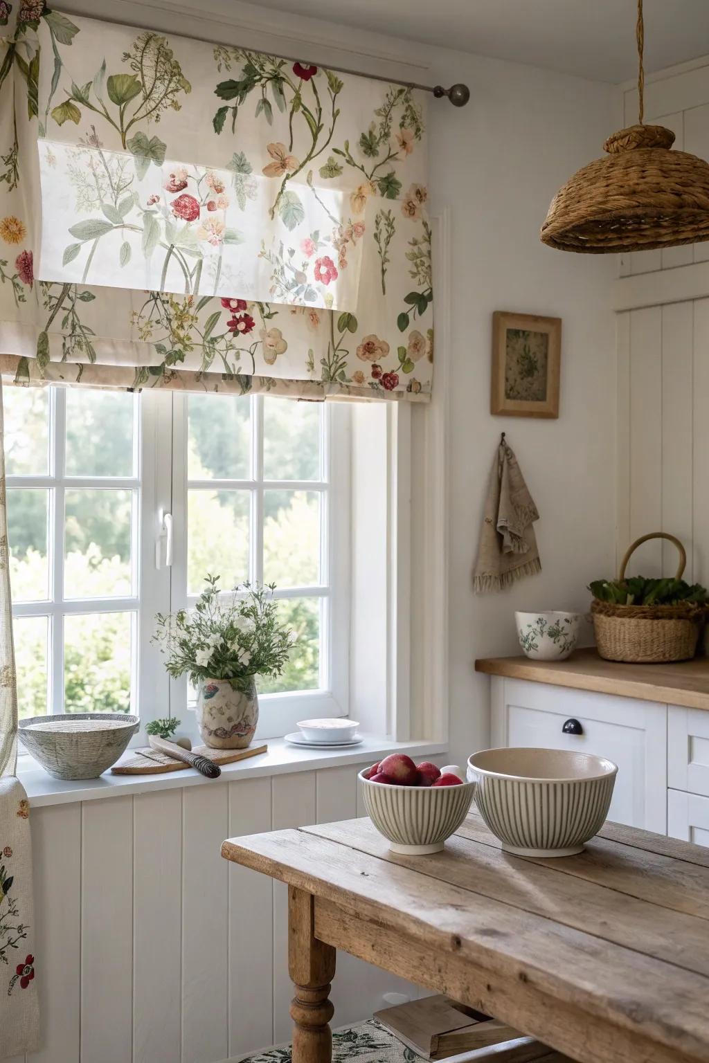 Floral print valances bring cheerful vibes and a pop of color to any farmhouse space. 🌸 #FloralPrints #FarmhouseVibes