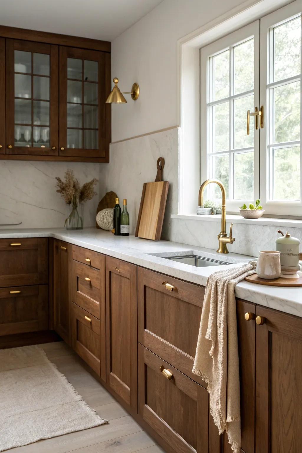 Elevate your kitchen's style with the luxurious touch of brass hardware. 🔑 #HomeDecor #InteriorDesign