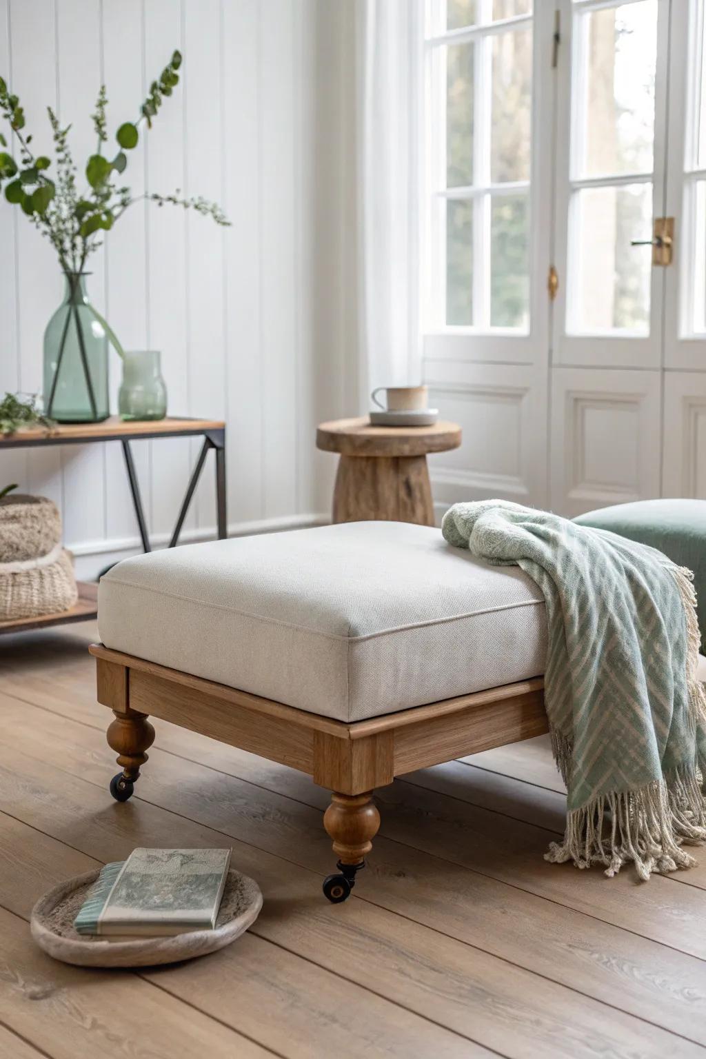 Enjoy flexible living arrangements with an ottoman on casters. 🚀 #FlexibleLiving #HomeDesign