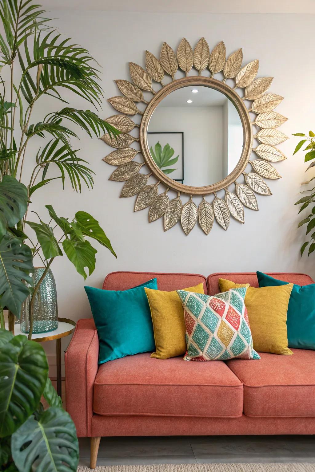 Bring the outdoors in with nature-inspired mirror frames that add a calming touch. #NatureLover #HomeInspiration