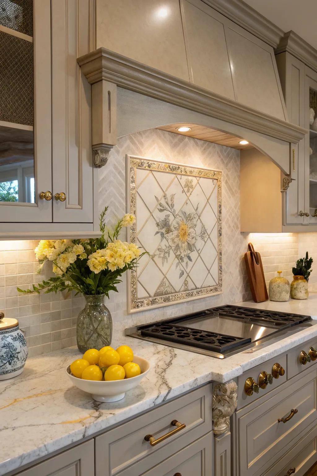 ✨ Indulge in marble elegance with a painted backsplash that offers luxury on a budget. #MarbleEffect #KitchenElegance #HomeInspiration