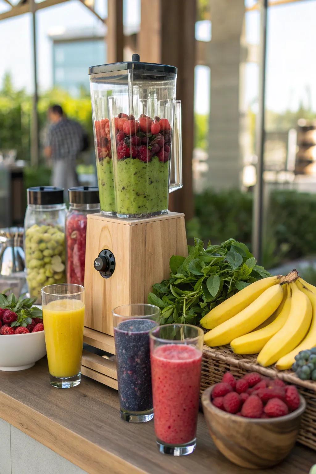 Stay energized with a healthy smoothie station that makes nutrition delicious and fun.