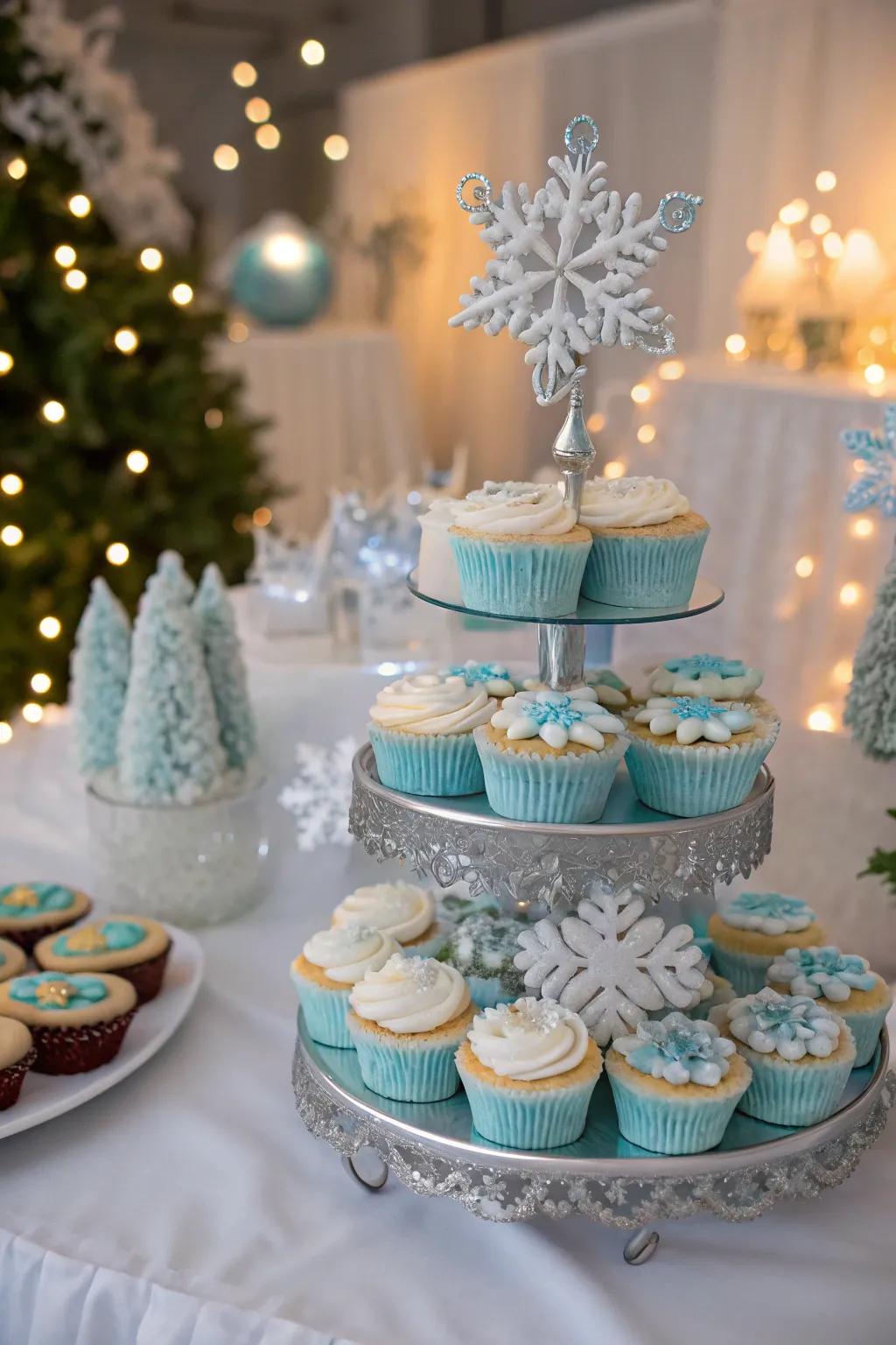Indulge in a dessert table filled with winter-themed treats that delight the senses. 🍰 #DessertTable #WinterTreats