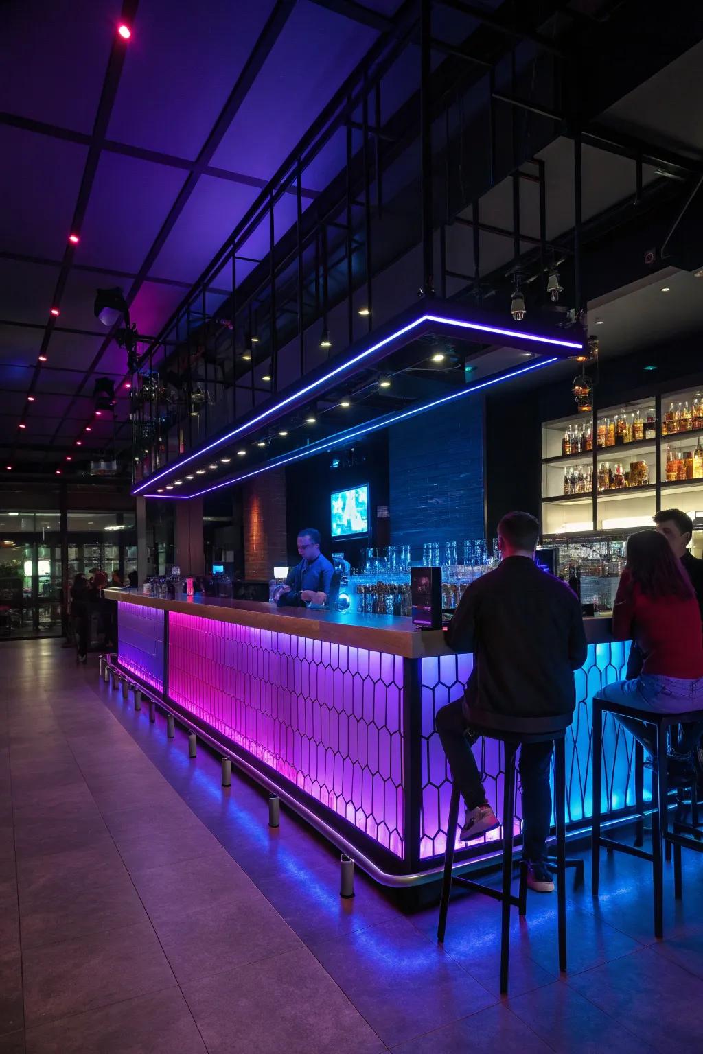 Color-changing LEDs let you customize your bar's ambiance effortlessly.