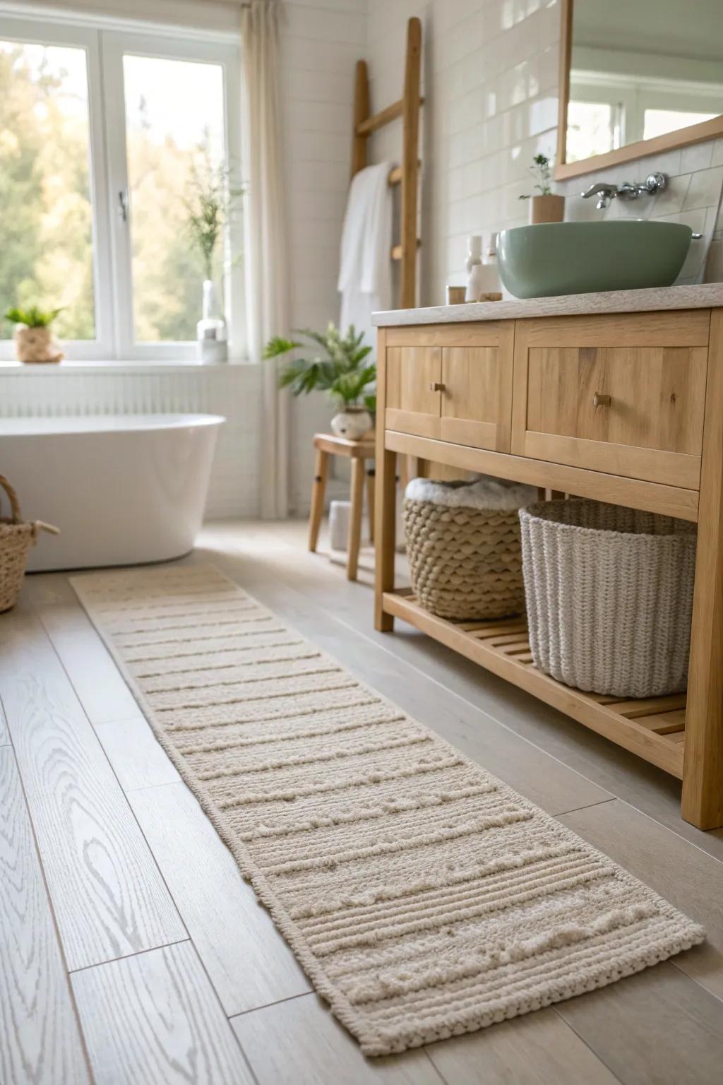 Let natural light and soft textures create a soothing and inviting bathroom space.