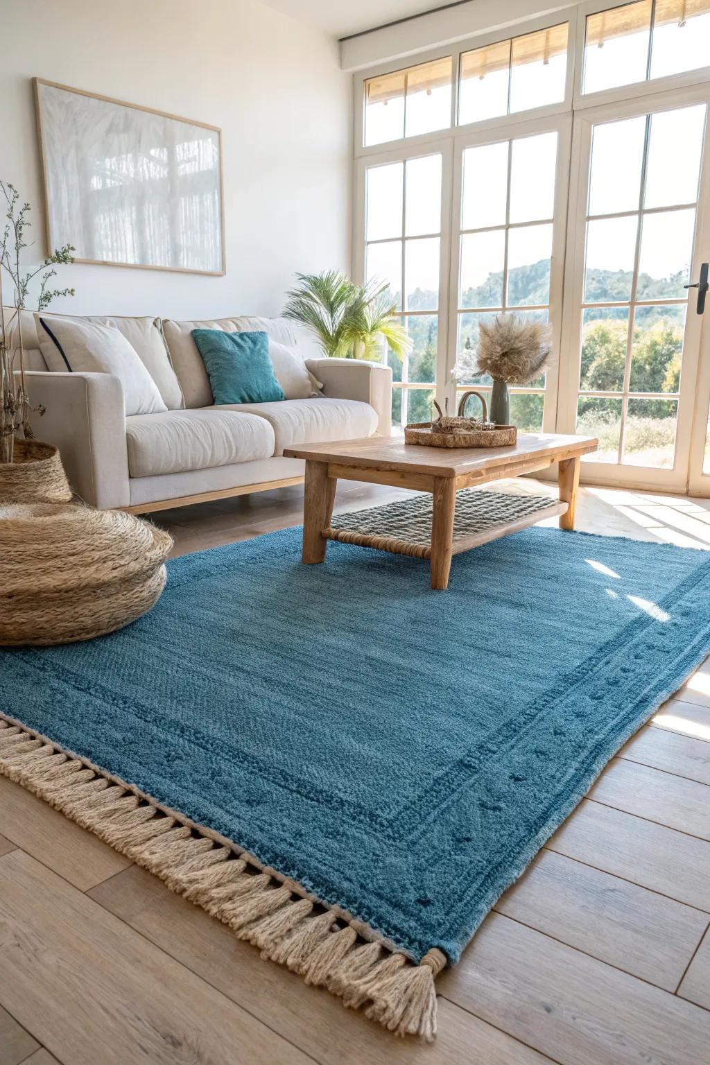 Enhance the beauty of your blue rug by harnessing the power of natural light.