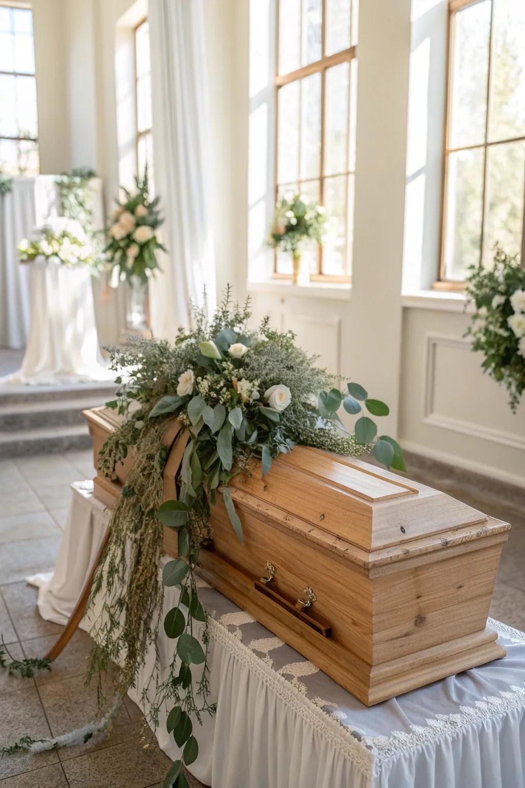 Nature-inspired elements bring serenity and an earthy touch to the tribute.