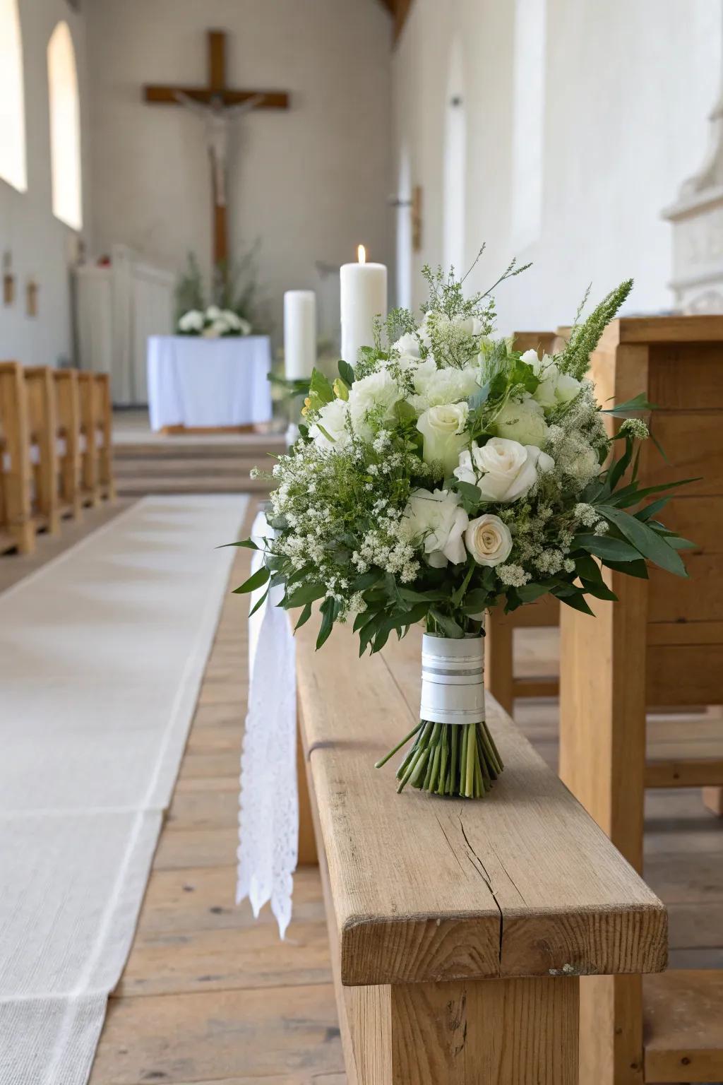 Monochromatic elegance creates a cohesive and serene ambiance.