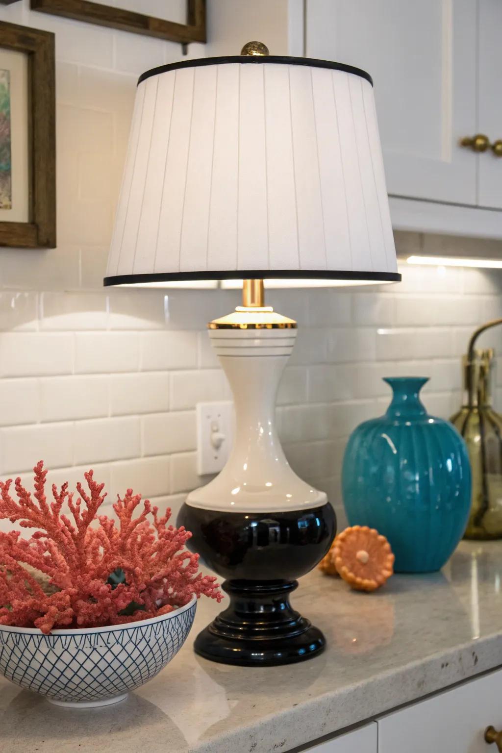 Keep it classic with a black and white lamp that exudes timeless elegance.