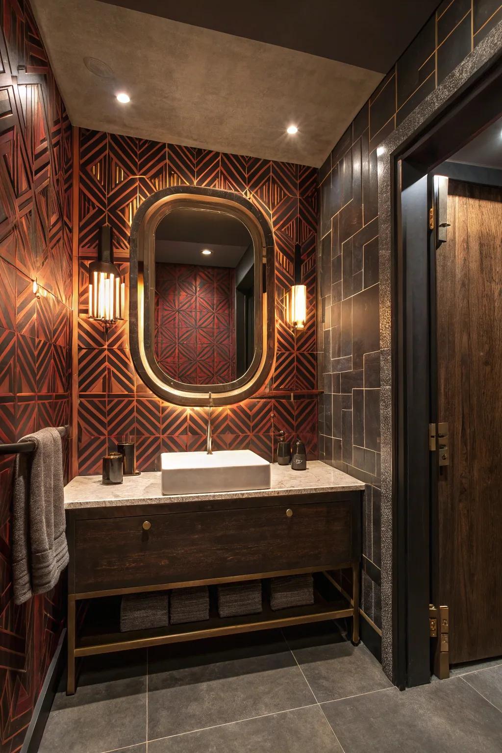 Stylish bathrooms with vibrant decor become unexpected highlights. #DesignDetails #NightclubStyle #BathroomGoals