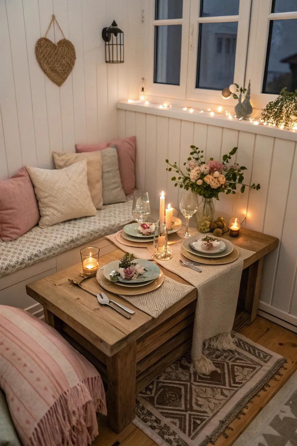 Enjoy a relaxed and intimate dining experience in a cozy nook.