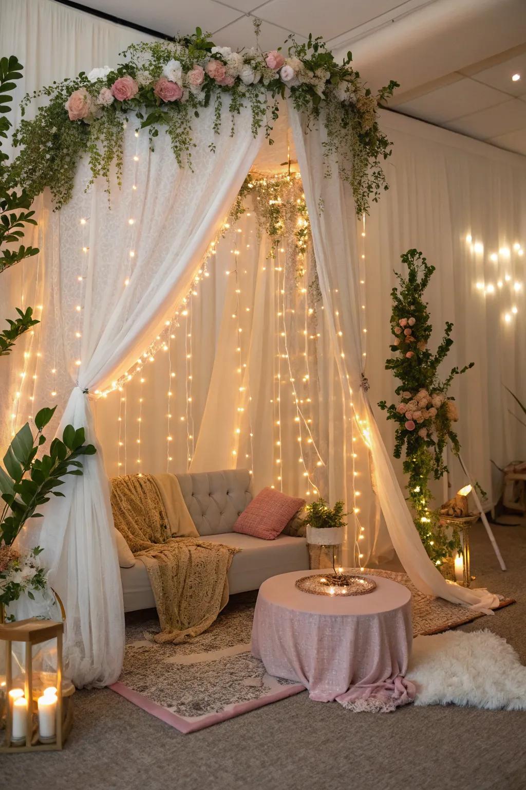 Illuminate your baby shower with string lights that add a touch of magic.