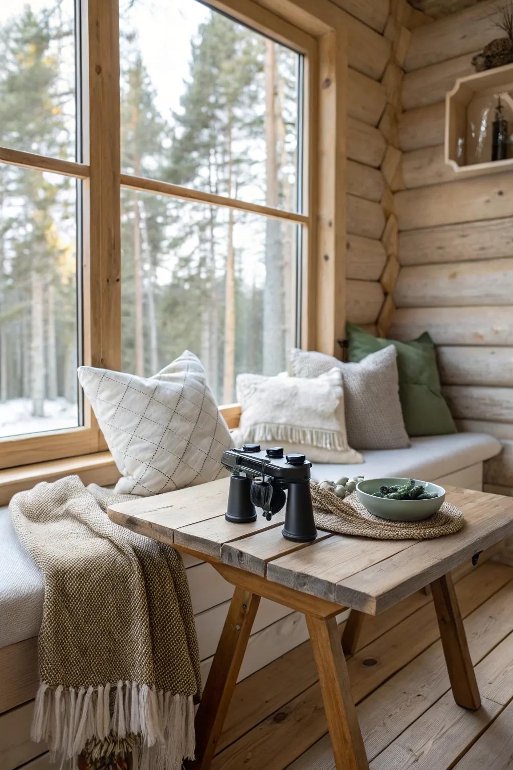 Experience the wonders of nature with dedicated wildlife viewing spots in your cabin.