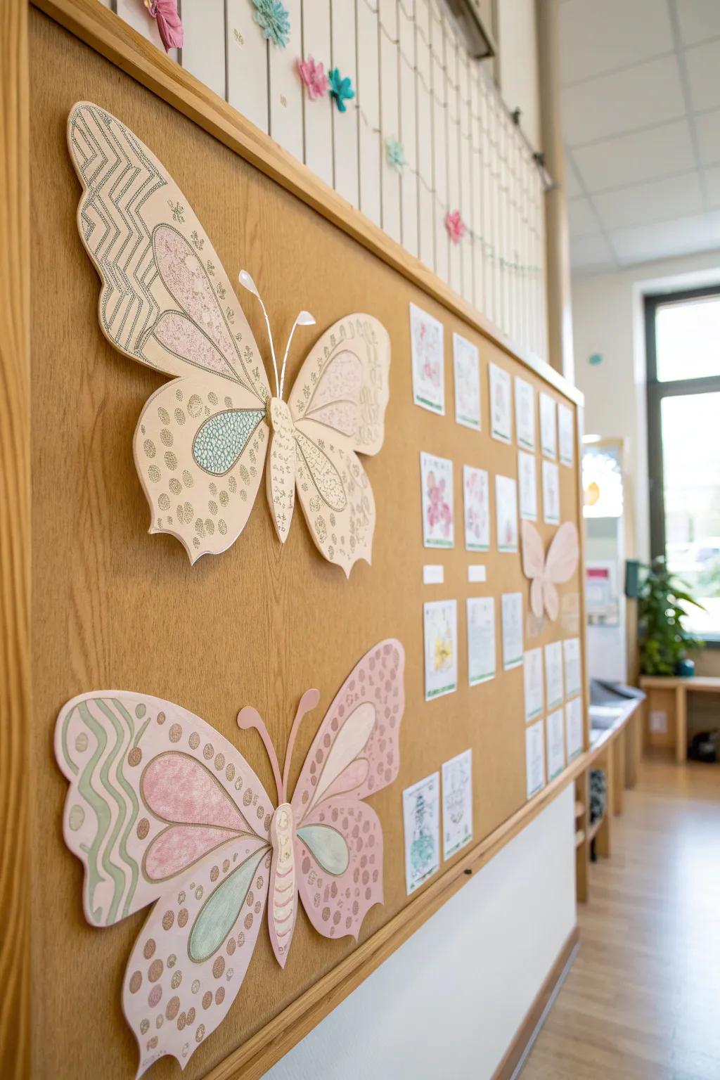 Teach balance and beauty with a butterfly symmetry art display.
