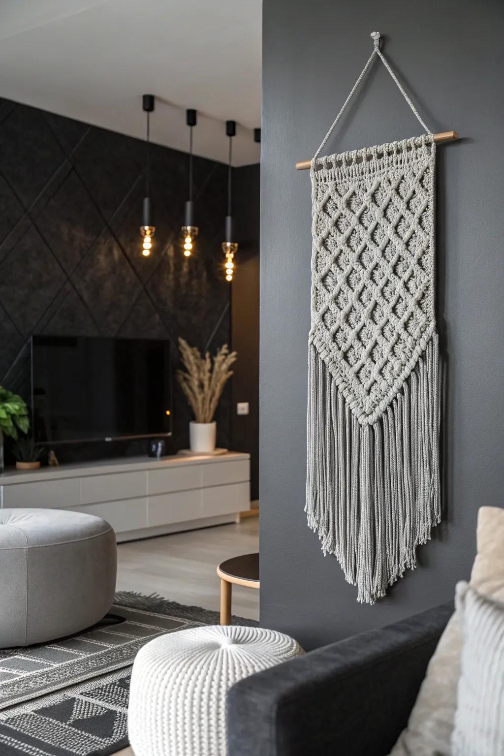 Create a chic and modern look with monochrome crochet art that speaks elegance.