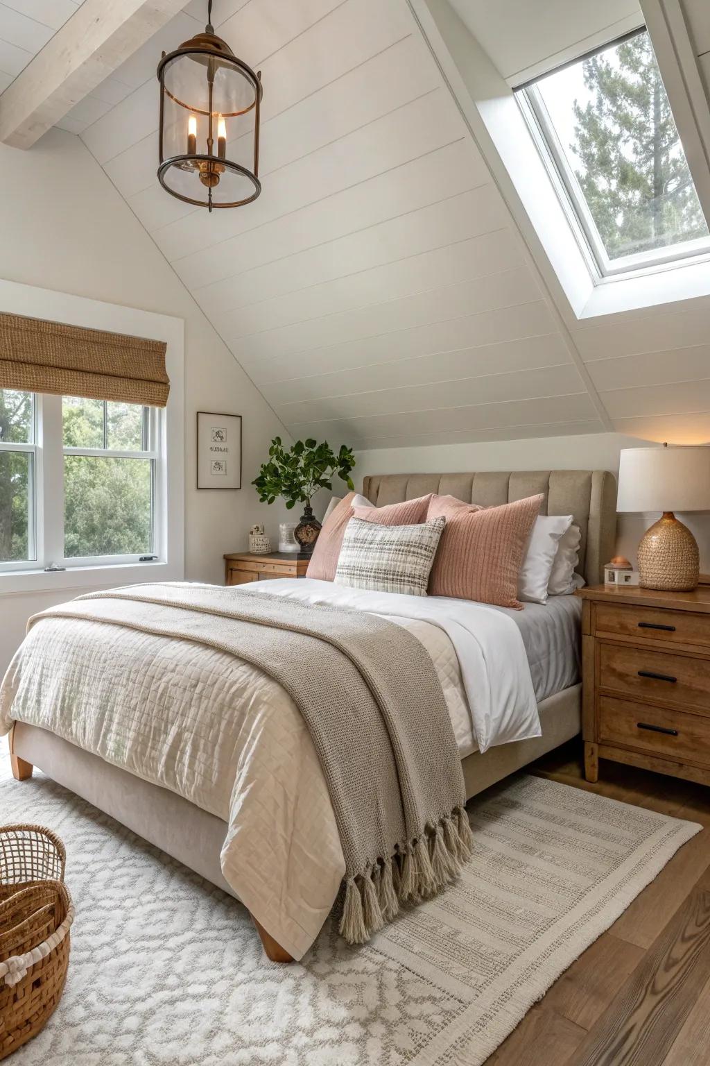 Welcome guests with a charming bedroom under the eaves, offering a cozy and private retreat.