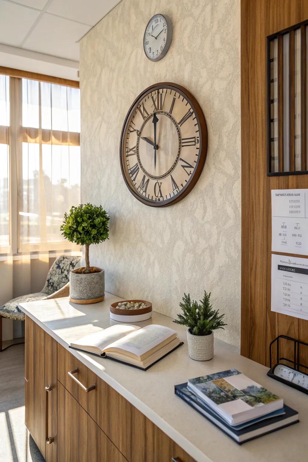 Keep time elegantly with a stylish timepiece that complements any office decor. #Timepieces #OfficeElegance #FunctionalDecor