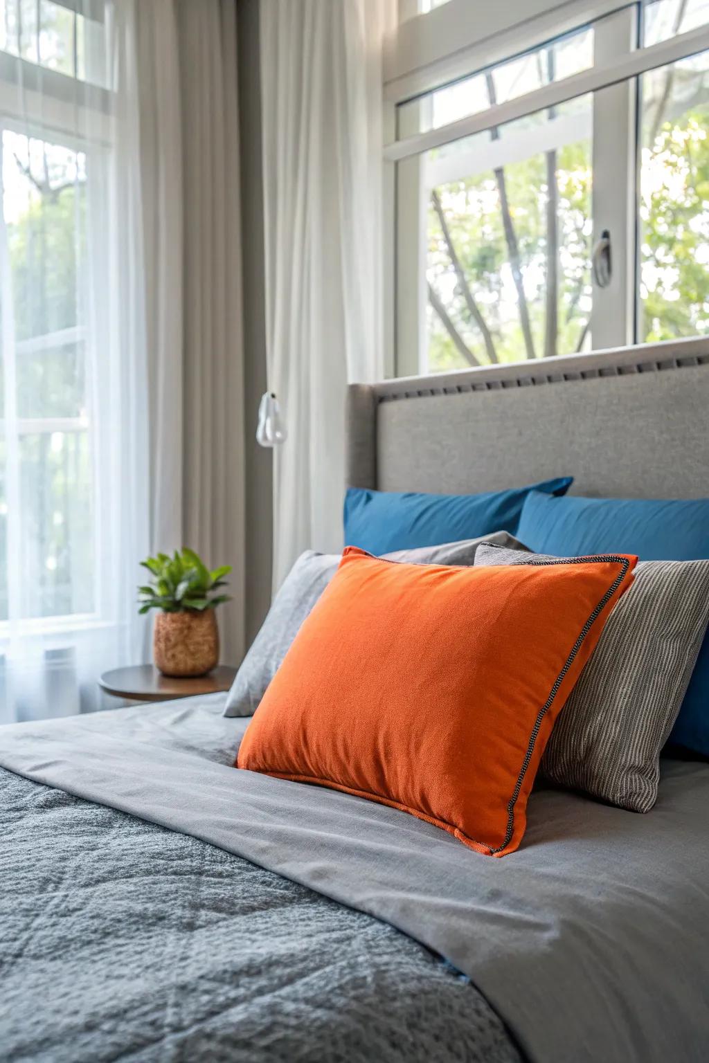 Let the natural light in to enhance the soothing ambience of your grey bedroom.