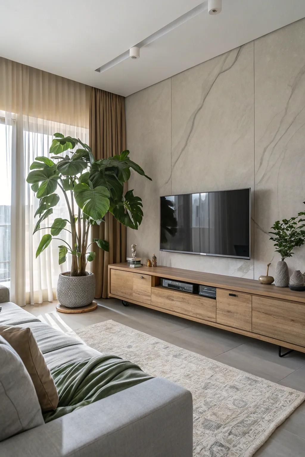Nature-inspired decor brings harmony and peace to your TV room.