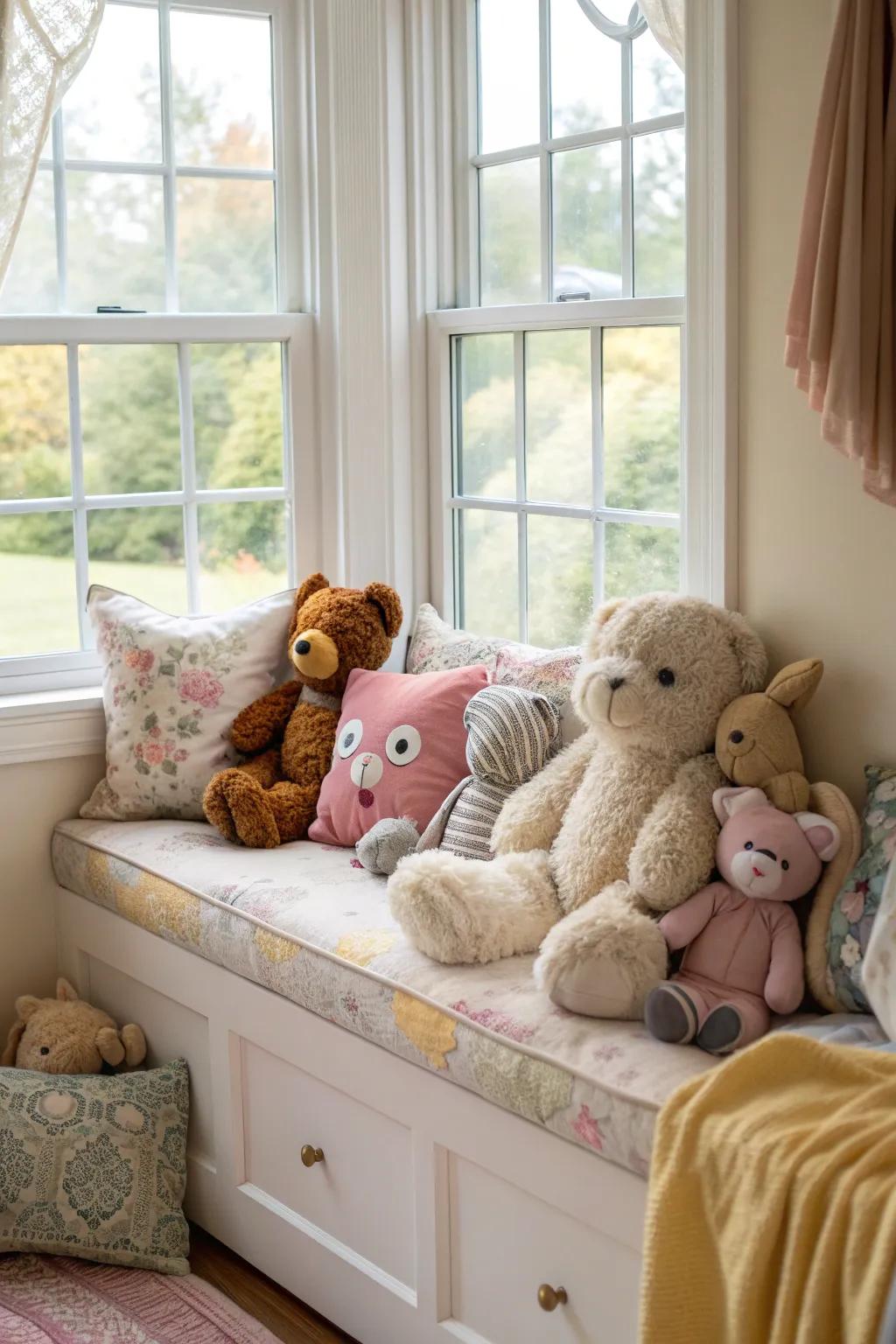 Create a plushie paradise on your window seat for the ultimate cozy corner!
