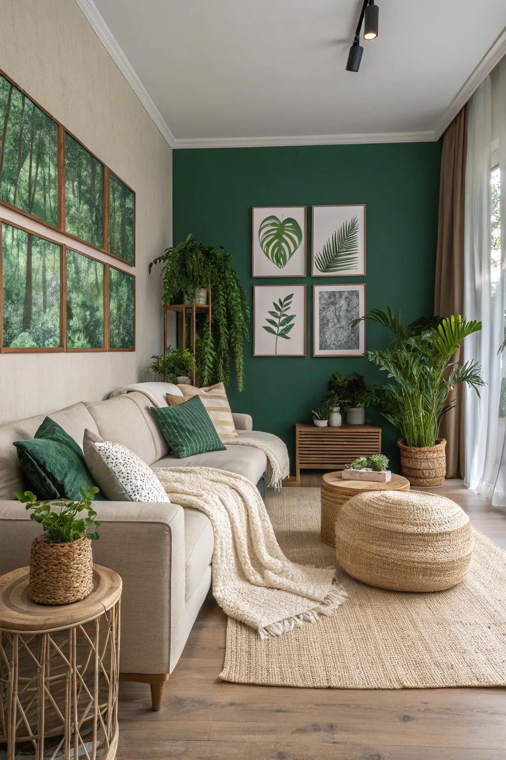 Natural greens bring tranquility and balance to your space. 🌿 #GreenDecor #PeacefulLiving