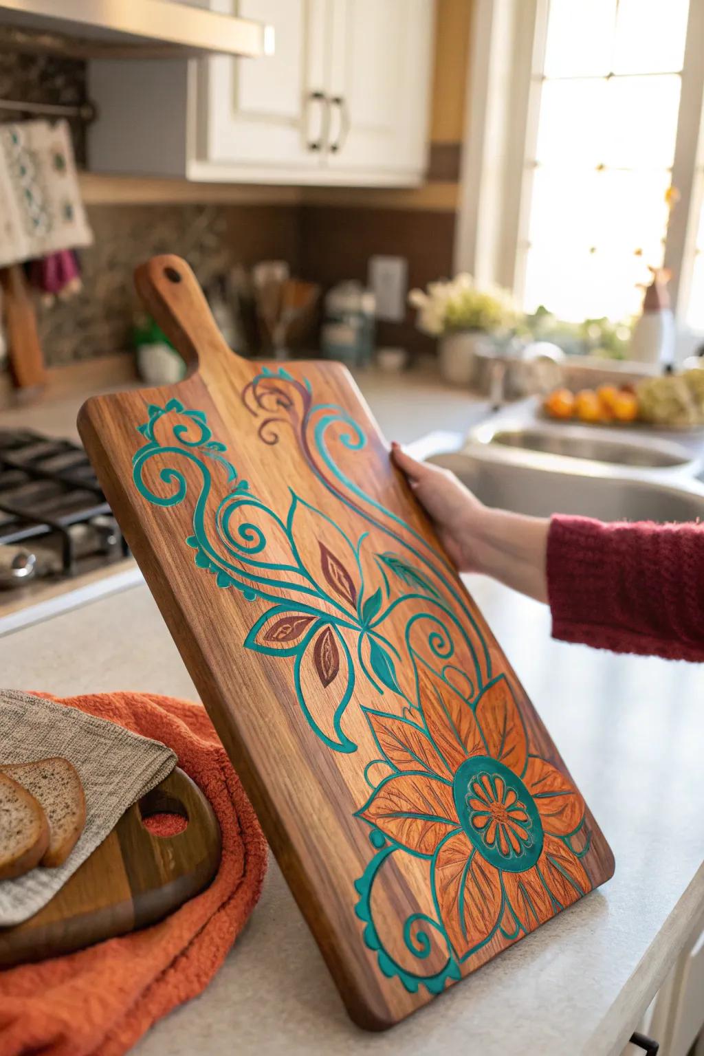 Give the gift of personalization with a cutting board adorned with custom designs.