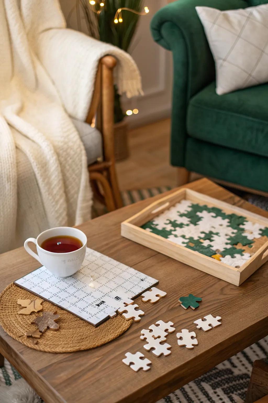 Piece together a night of fun and relaxation with a cozy puzzle challenge. 🧩 #PuzzleNight #CozyEvening
