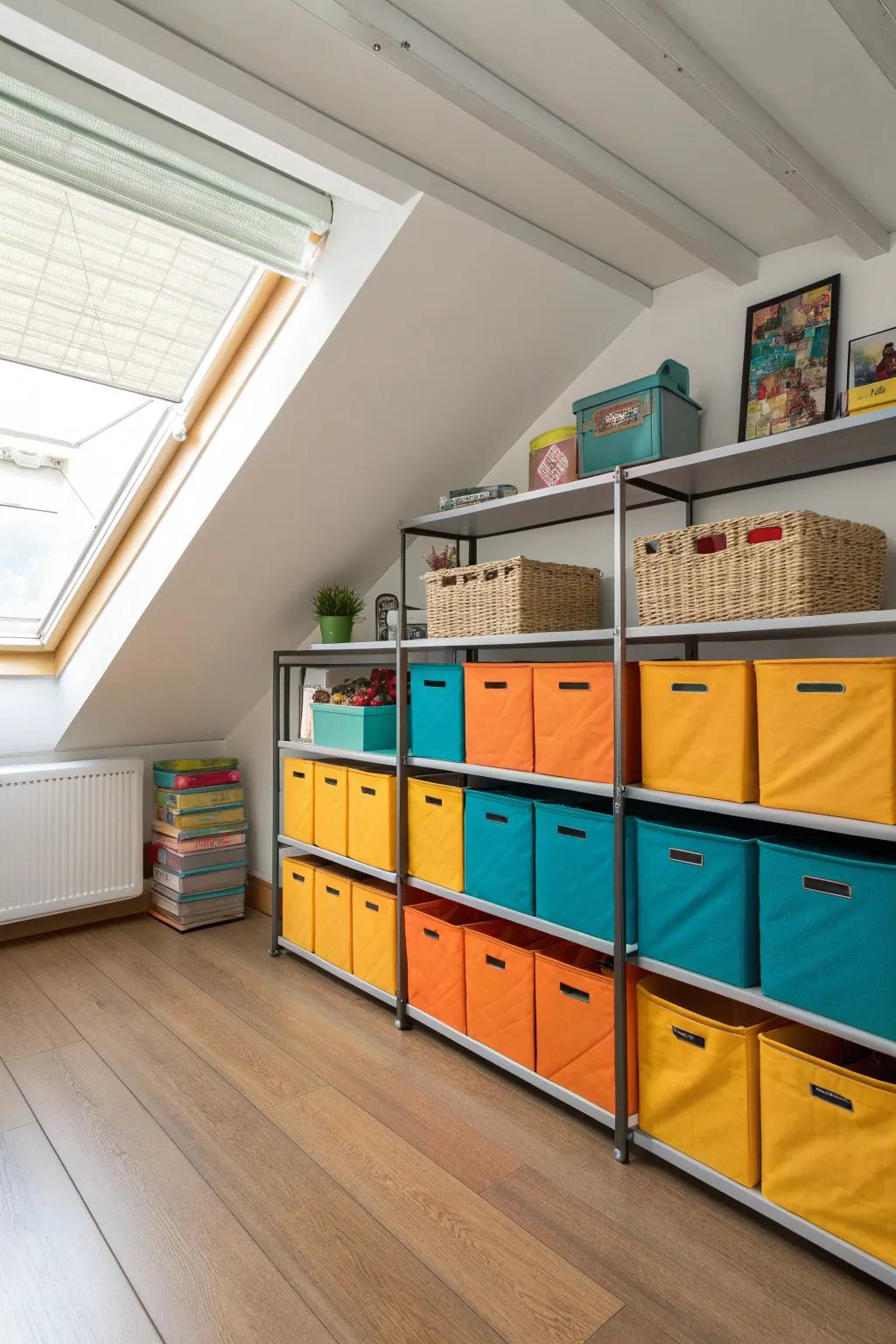 Keep your home tidy with seasonal storage under the eaves, perfect for off-season items.