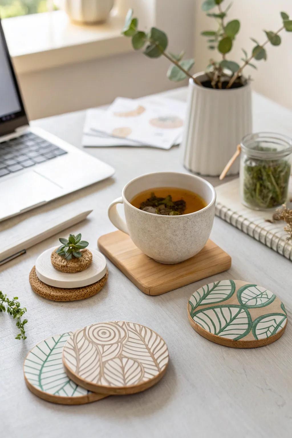 Add personality to a doctor's office with creative coasters that are both fun and functional.